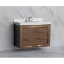 Madeli B855-42-002-BR-NP-PC - Madeli Renaissance 42'' Wall hung Vanity Cabinet in Brandy - No Handles - Inlay in Polis