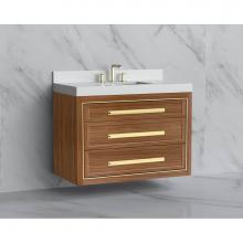 Madeli B855-42-002-NW-HP-BN - Madeli Renaissance 42'' Wall hung Vanity Cabinet in Natural Walnut/HW: Handles Brushed N