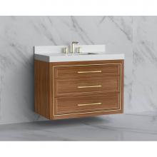 Madeli B855-42-002-NW-HR-BN - Madeli Renaissance 42'' Wall hung Vanity Cabinet in Natural Walnut/HW: Handles Brushed N