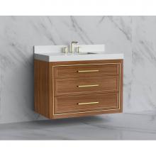 Madeli B855-42-002-NW-HY-MB - Madeli Renaissance 42'' Wall hung Vanity Cabinet in Natural Walnut/HW: Handles Matte Bla