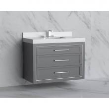 Madeli B855-42-002-TG-HY-PC - Madeli Renaissance 42'' Wall hung Vanity Cabinet in Studio Grey/HW: Handles Polished Chr