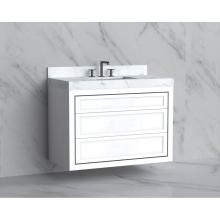 Madeli B855-42-002-WH-NP-PC - Madeli Renaissance 42'' Wall hung Vanity Cabinet in White - No Handles - Inlay in Polish