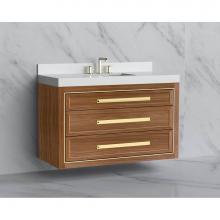 Madeli B855-48C-002-NW-HP-BN - Madeli Renaissance 48C'' Wall hung Vanity Cabinet in Natural Walnut/HW: Handles Brushed