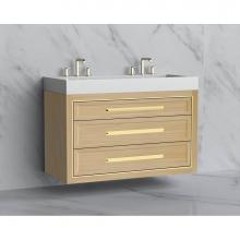 Madeli B855-48D-002-NO-HP-BN - Madeli Renaissance 48D'' Wall hung Vanity Cabinet in Natural Oak/HW: Handles Brushed Nic