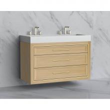 Madeli B855-48D-002-NO-HR-SB - Madeli Renaissance 48D'' Wall hung Vanity Cabinet in Natural Oak/HW: Handles Satin Brass