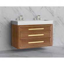 Madeli B855-48D-002-NW-HP-SB - Madeli Renaissance 48D'' Wall hung Vanity Cabinet in Natural Walnut/HW: Handles Satin Br