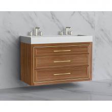 Madeli B855-48D-002-NW-HR-PC - Madeli Renaissance 48D'' Wall hung Vanity Cabinet in Natural Walnut/HW:Handles Polished