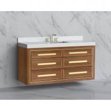 Madeli B855-60C-002-NW-HP-BN - Madeli Renaissance 60C'' Wall hung Vanity Cabinet in Natural Walnut/HW: Handles Brushed