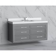 Madeli B855-60C-002-TG-HR-SB - Madeli Renaissance 60C'' Wall hung Vanity Cabinet in Studio Grey/HW: Handles Satin Brass