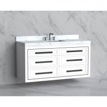 Madeli B855-60C-002-WH-HP-PC - Madeli Renaissance 60C'' Wall hung Vanity Cabinet in White/HW: Handles Polished Chrome(P