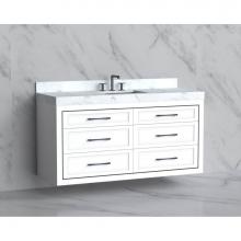 Madeli B855-60C-002-WH-HR-SB - Madeli Renaissance 60C'' Wall hung Vanity Cabinet in White/HW: Handles Satin Brass(SB)