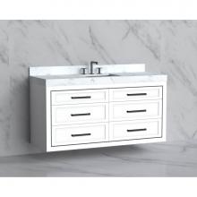 Madeli B855-60C-002-WH-HY-SB - Madeli Renaissance 60C'' Wall hung Vanity Cabinet in White/HW: Handles Satin Brass(SB)