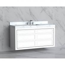 Madeli B855-60C-002-WH-NP-BN - Madeli Renaissance 60C'' Wall hung Vanity Cabinet in White - No Handles - Inlay in Brush