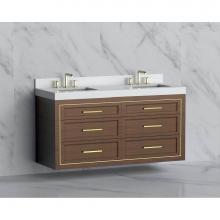 Madeli B855-60D-002-BR-HY-MB - Madeli Renaissance 60D'' Wall hung Vanity Cabinet in Brandy/HW: Handles Matte Black(MB)