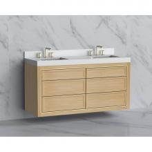 Madeli B855-60D-002-NO-NP-PC - Madeli Renaissance 60D'' Wall hung Vanity Cabinet in Natural Oak/HW: No Handles - Inlay