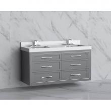 Madeli B855-60D-002-TG-HR-MB - Madeli Renaissance 60D'' Wall hung Vanity Cabinet in Studio Grey/HW: Handles Matte Black