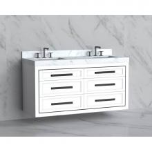 Madeli B855-60D-002-WH-HP-BN - Madeli Renaissance 60D'' Wall hung Vanity Cabinet in White/HW: Handles Brushed Nickel(BN