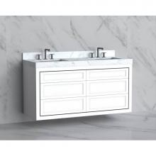 Madeli B855-60D-002-WH-NP-MB - Madeli Renaissance 60D'' Wall hung Vanity Cabinet in White - No Handles - Inlay in Matte