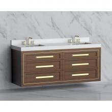 Madeli B855-72D-002-BR-HP-BN - Madeli Renaissance 72'' Wall hung Vanity Cabinet in Brandy/HW: Handles Brushed Nickel(BN