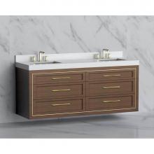 Madeli B855-72D-002-BR-HR-MB - Madeli Renaissance 72'' Wall hung Vanity Cabinet in Brandy/HW: Handles Matte Black(MB)