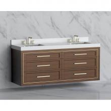 Madeli B855-72D-002-BR-HY-MB - Madeli Renaissance 72'' Wall hung Vanity Cabinet in Brandy/HW: Handles Matte Black(MB)