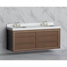 Madeli B855-72D-002-BR-NP-BN - Madeli Renaissance 72'' Wall hung Vanity Cabinet in Brandy - No Handles - Inlay in Brush