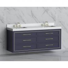 Madeli B855-72D-002-SA-HR-BN - Madeli Renaissance 72'' Wall hung Vanity Cabinet in Sapphire/HW: Handles Brushed Nickel(