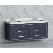 Madeli B855-72D-002-SA-HY-MB - Madeli Renaissance 72'' Wall hung Vanity Cabinet in Sapphire/HW: Handles Matte Black(MB)