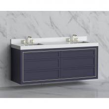 Madeli B855-72D-002-SA-NP-MB - Madeli Renaissance 72'' Wall hung Vanity Cabinet in Sapphire - No Handles - Inlay in Mat