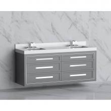 Madeli B855-72D-002-TG-HP-BN - Madeli Renaissance 72'' Wall hung Vanity Cabinet in  Studio Grey/HW: Handles Brushed Nic