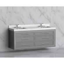 Madeli B855-72D-002-TG-HR-PC - Madeli Renaissance 72'' Wall hung Vanity Cabinet in Studio Grey/HW: Handles Polished Chr