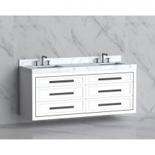 Madeli B855-72D-002-WH-HP-MB - Madeli Renaissance 72'' Wall hung Vanity Cabinet in White/HW: Handles Matte Black(MB)