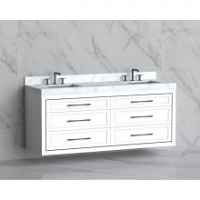 Madeli B855-72D-002-WH-HR-BN - Madeli Renaissance 72'' Wall hung Vanity Cabinet in White/HW: Handles Brushed Nickel(BN)