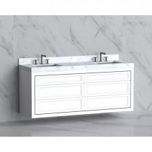 Madeli B855-72D-002-WH-NP-PN - Madeli Renaissance 72'' Wall hung Vanity Cabinet in White - No Handles - Inlay in Polish