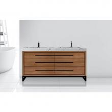 Madeli B860-72D-001-LC-NW-PN - Madeli Estate 72'' Free standing Vanity Cabinet in Natural Walnut/HW: Polished Nickel(PN