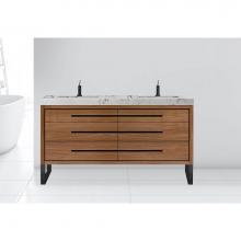 Madeli B860-72D-001-LS-NW-BN - Madeli Estate 72'' Free standing Vanity Cabinet in Natural Walnut/HW: Brushed Nickel(BN)