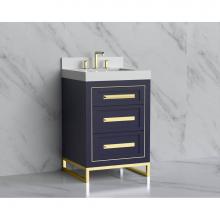 Madeli B865-24-001-LC-SA-HP-BN - Madeli Vision 24'' Free standing Vanity Cabinet in Sapphire/HW: Handles/Feet Brushed Nic