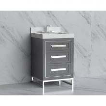 Madeli B865-24-001-LC-TG-HP-BN - Madeli Vision 24'' Free standing Vanity Cabinet in Studio Grey/HW: Handles/Feet Brushed