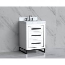 Madeli B865-24-001-LC-WH-HP-BN - Madeli Vision 24'' Free standing Vanity Cabinet in White/HW: Handles/Feet Brushed Nickel