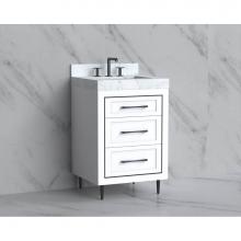 Madeli B865-24-001-LR-WH-HR-PC - Madeli Vision 24'' Free standing Vanity Cabinet in White/HW: Handles/Feet Polished Chrom