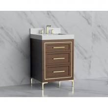 Madeli B865-24-001-LY-BR-HY-MB - Madeli Vision 24'' Free standing Vanity Cabinet in Brandy/HW: Handles/Feet Matte Black(M