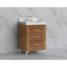 Madeli B865-24-001-LY-NW-HY-PC - Madeli Vision 24'' Free standing Vanity Cabinet in Natural Walnut/HW: Handle & Feet