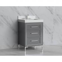 Madeli B865-24-001-LY-TG-HY-MB - Madeli Vision 24'' Free standing Vanity Cabinet in Studio Grey/HW: Handles/Feet Matte Bl