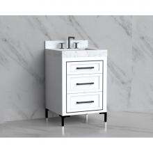 Madeli B865-24-001-LY-WH-HY-BN - Madeli Vision 24'' Free standing Vanity Cabinet in White/HW: Handles/Feet Brushed Nickel