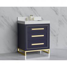 Madeli B865-30-001-LC-SA-HP-MB - Madeli Vision 30'' Free standing Vanity Cabinet in Sapphire/HW: Handles/Feet Matte Black