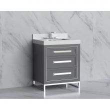 Madeli B865-30-001-LC-TG-HP-BN - Madeli Vision 30'' Free standing Vanity Cabinet in Studio Grey/HW: Handles/Feet Brushed