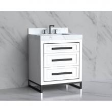 Madeli B865-30-001-LC-WH-HP-PC - Madeli Vision 30'' Free standing Vanity Cabinet in White/HW: Handles/Feet Polished Chrom