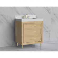 Madeli B865-30-001-LR-NO-HR-BN - Madeli Vision 30'' Free standing Vanity Cabinet in Natural Oak/HW: Handle & Feet Bru