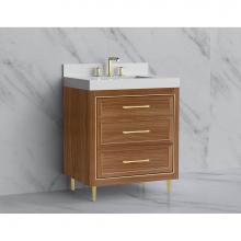 Madeli B865-30-001-LR-NW-HR-BN - Madeli Vision 30'' Free standing Vanity Cabinet in Natural Walnut/HW: Handle & Feet