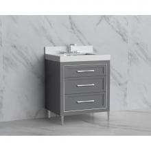 Madeli B865-30-001-LR-TG-HR-MB - Madeli Vision 30'' Free standing Vanity Cabinet in Studio Grey/HW: Handles/Feet Matte Bl